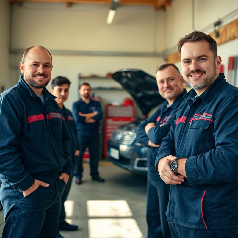 Team aus professionellen Kfz-Technikern in der Werkstatt